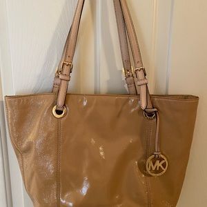 Michael Kors nude patent leather handbag